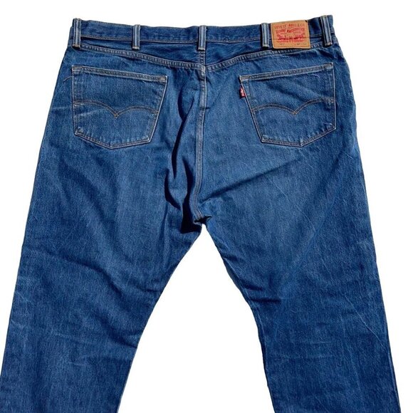Vintage Levi's SIZE 46x30" Blue Distressed Denim 501 Classic Old-Fashioned Jeans - Picture 3 of 6